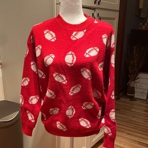 Red Football Pattern Sweater. NIB